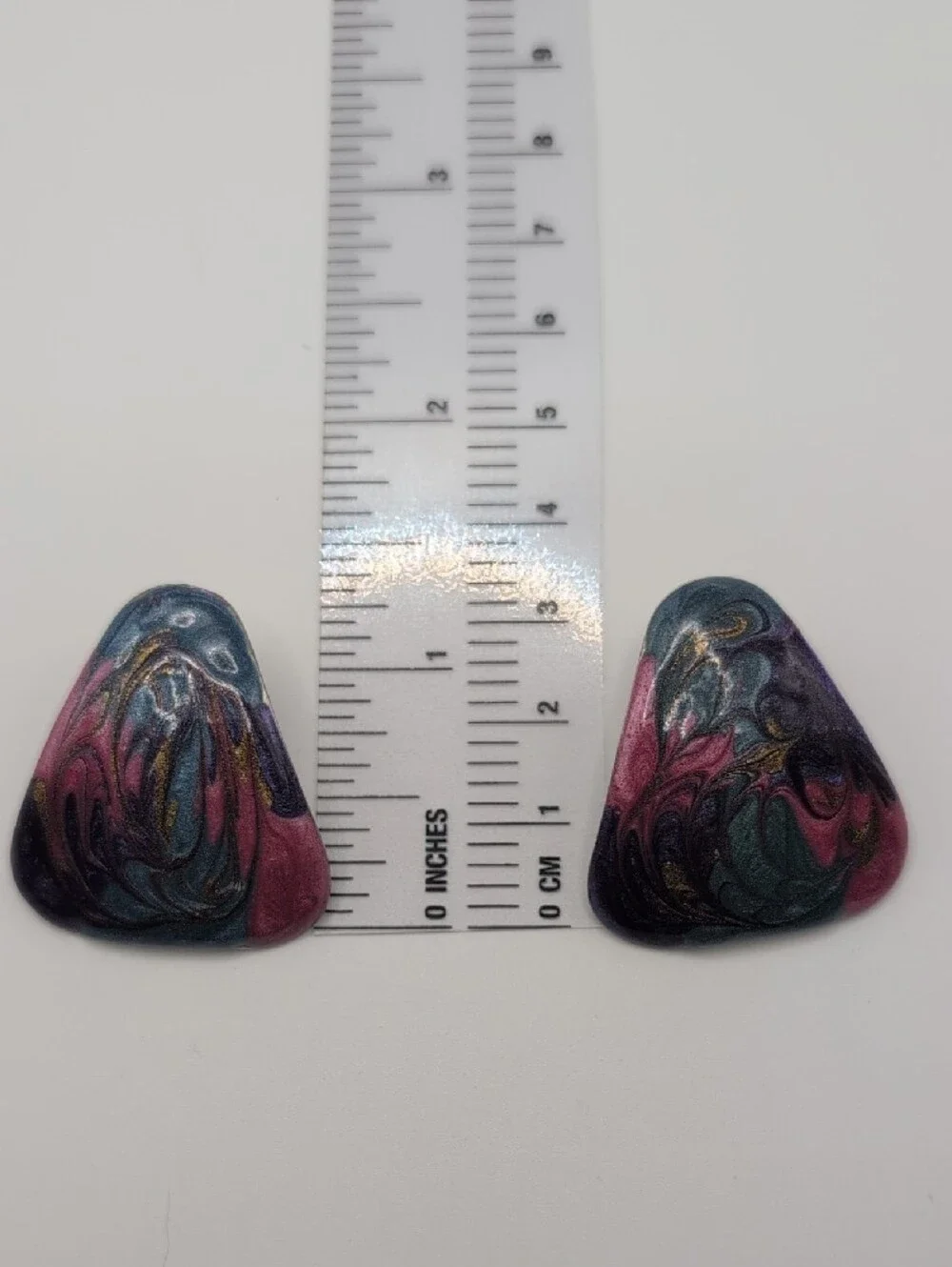 Handmade Marbled Teardrop Earrings in Pink, Teal & Purple